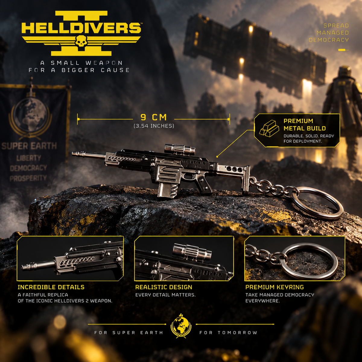 Helldivers 2 Weapon Keychain – Metal Gaming Keyring | Super Earth