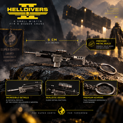 Helldivers 2 Weapon Keychain – Metal Gaming Keyring | Super Earth