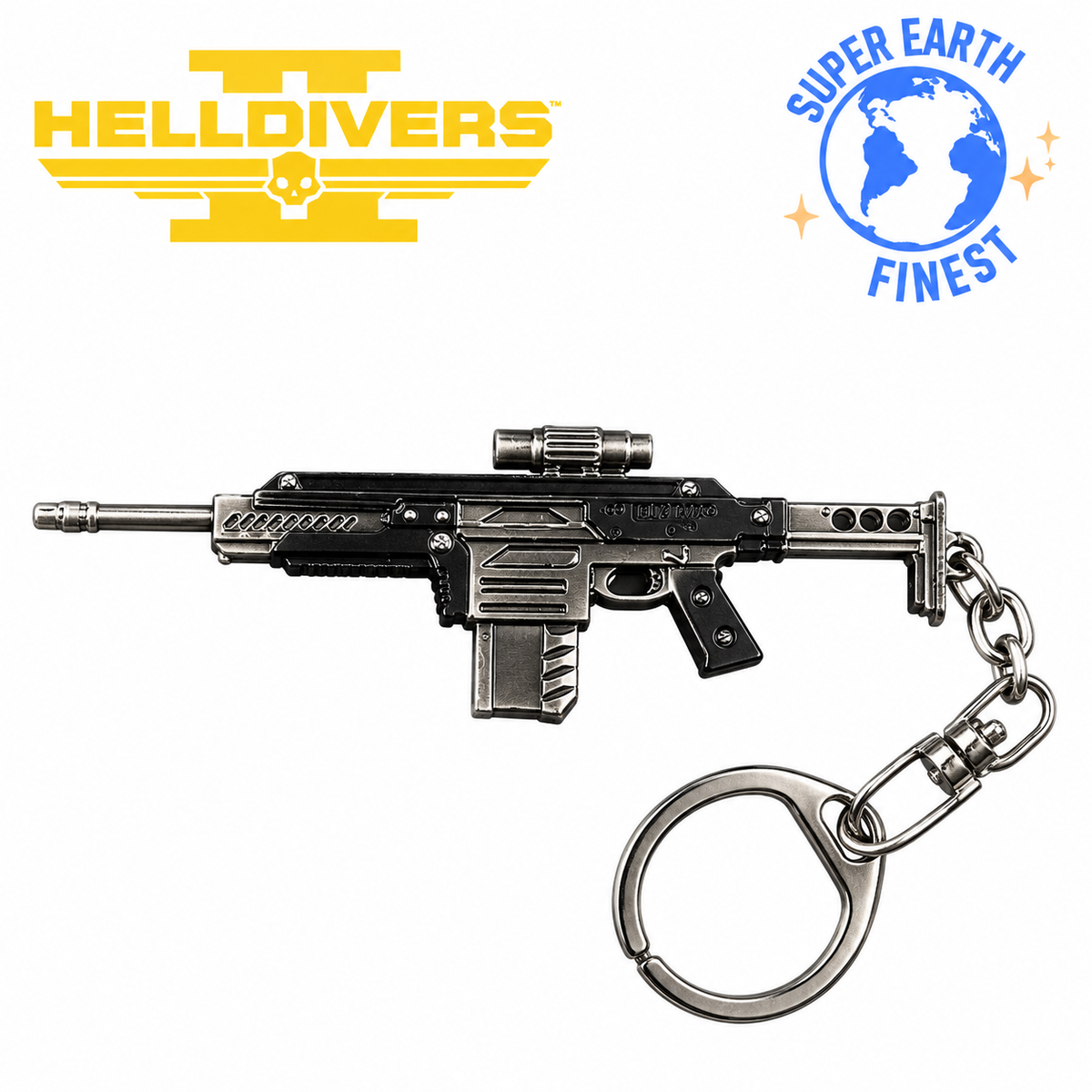 Helldivers 2 Weapon Keychain – Metal Gaming Keyring | Super Earth