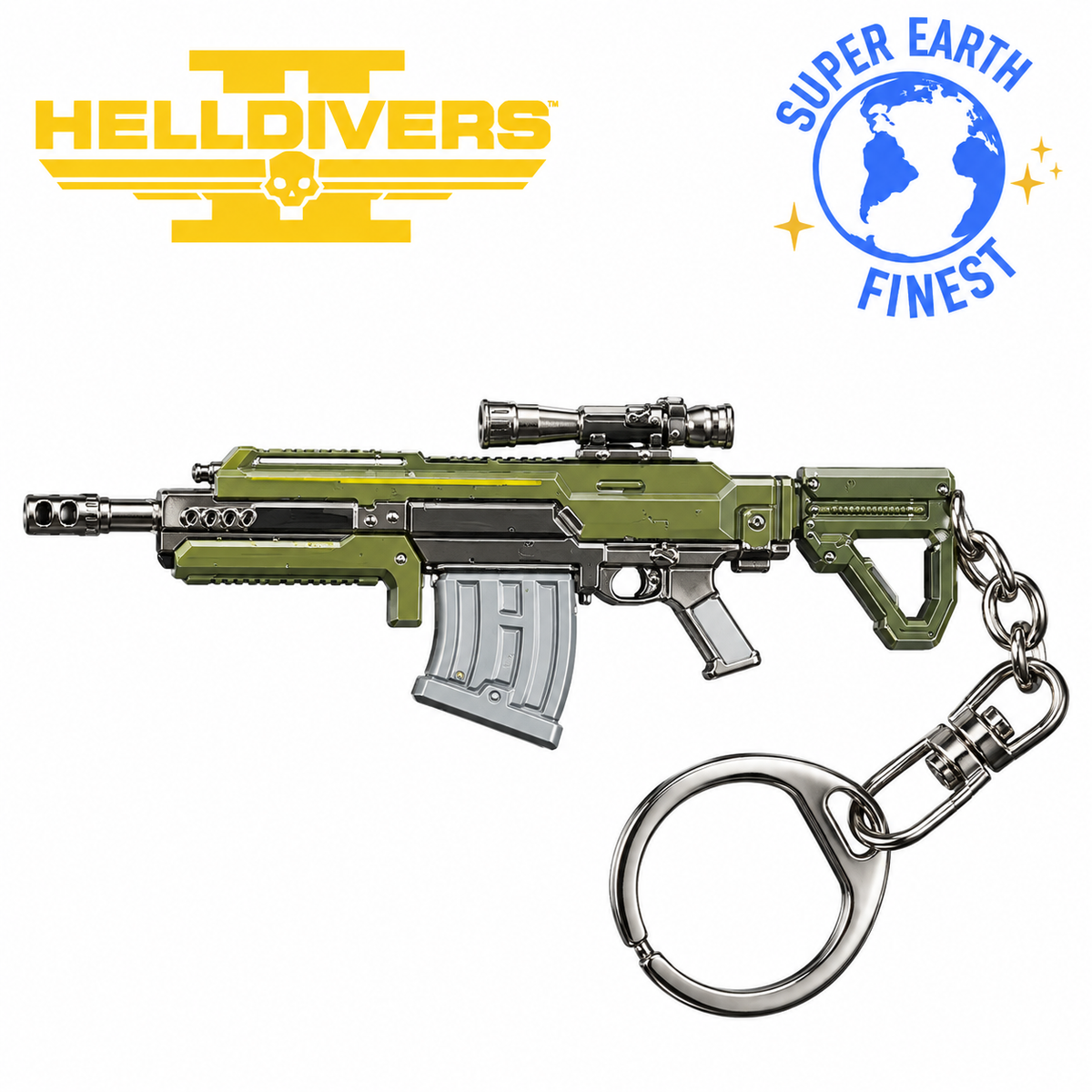 Helldivers 2 Weapon Keychain – Metal Gaming Keyring | Super Earth