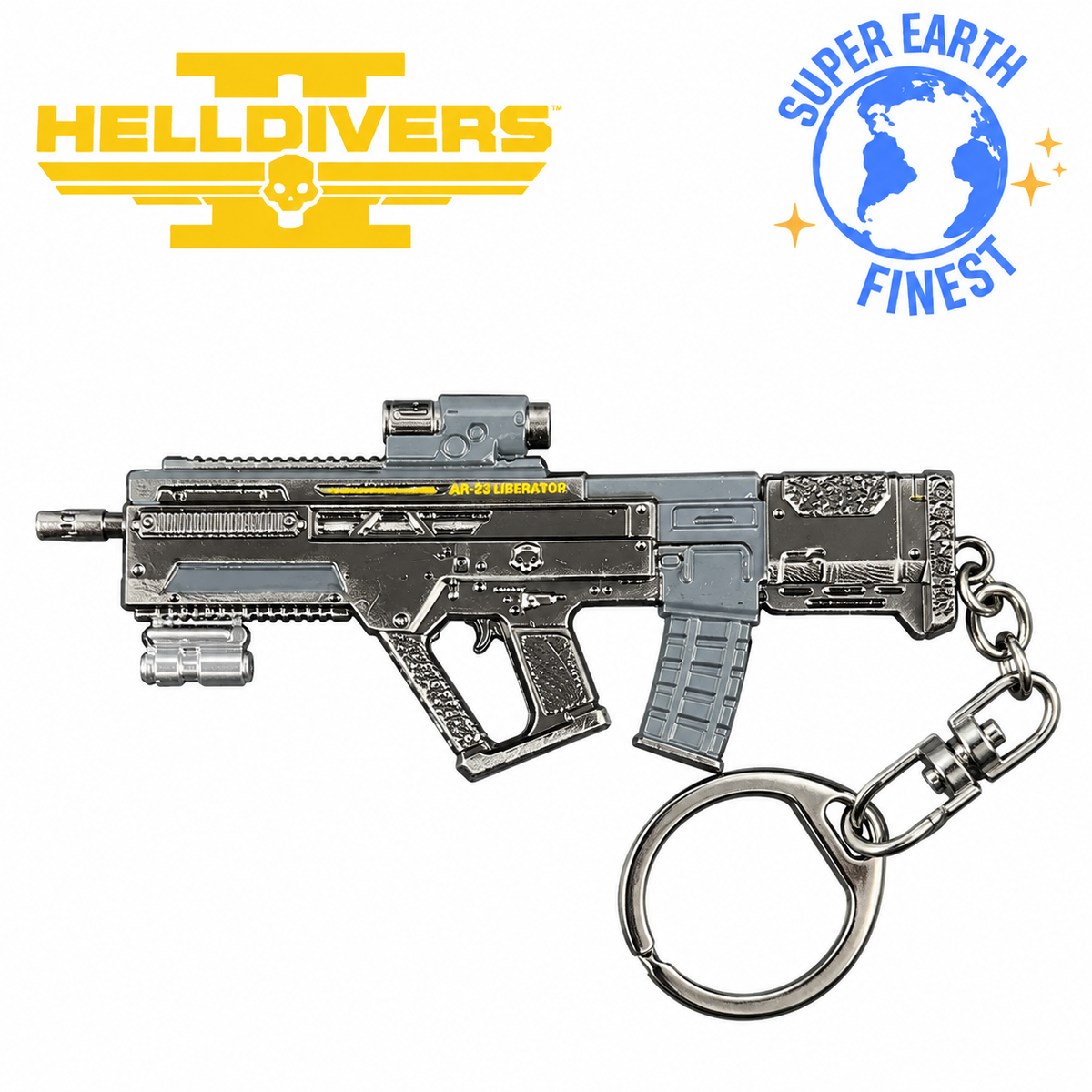 Helldivers 2 Weapon Keychain – Metal Gaming Keyring | Super Earth