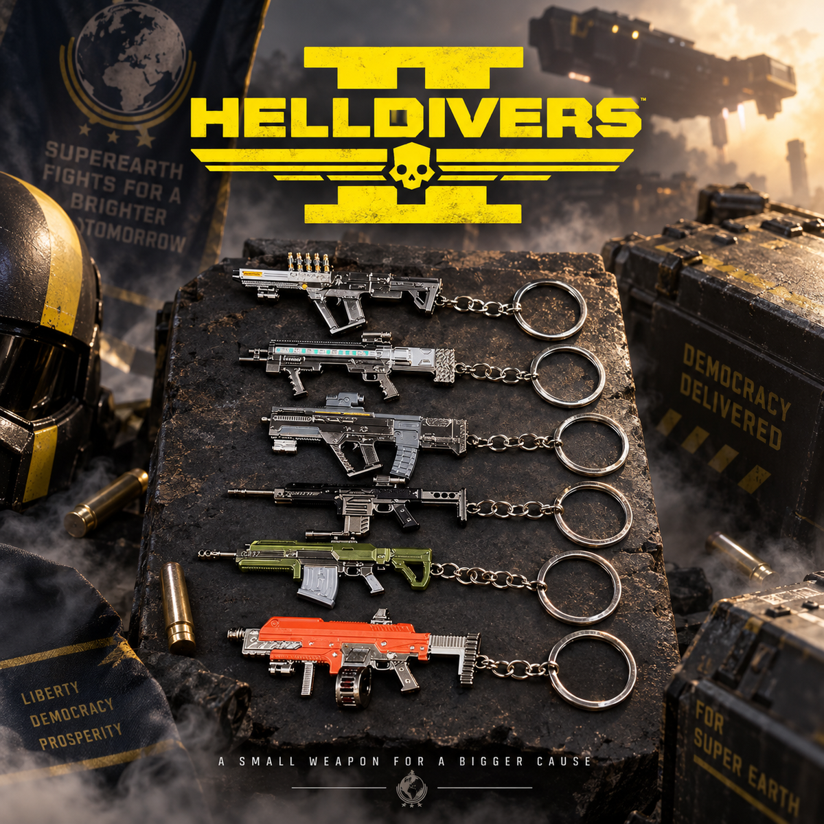 Helldivers 2 Weapon Keychain – Metal Gaming Keyring | Super Earth