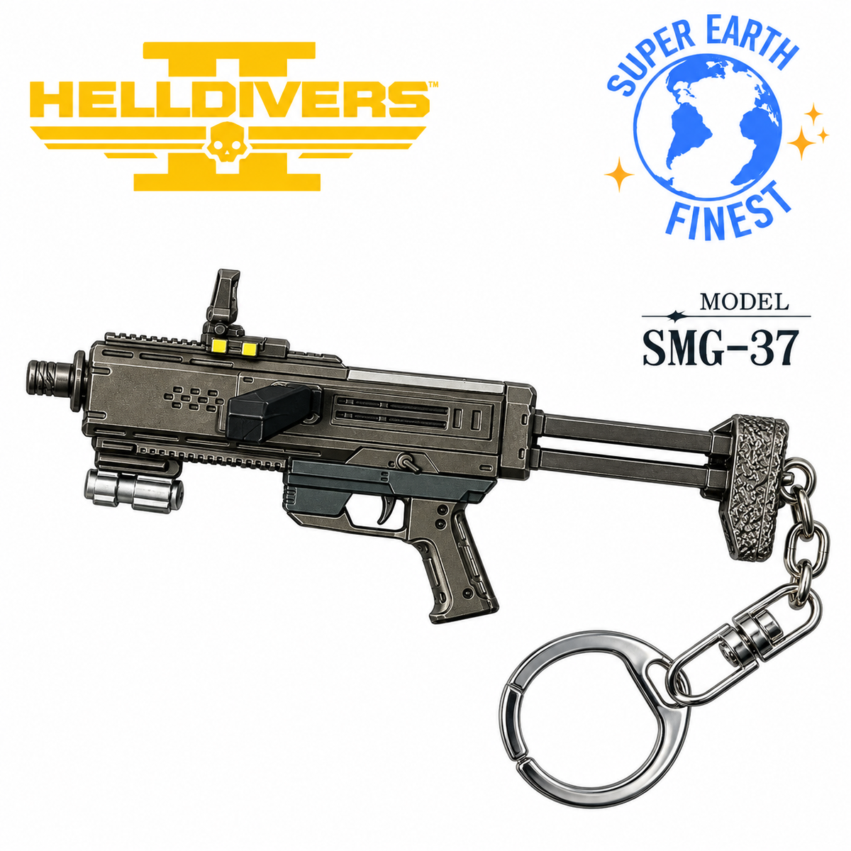Helldivers 2 Weapon Keychain – Metal Gaming Keyring | Super Earth